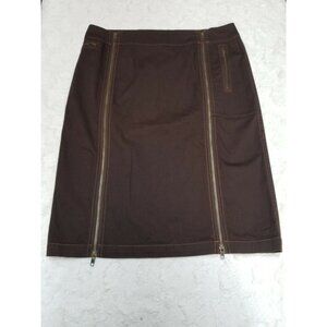 Audrey Talbott Carmel Womens Straight Skirt Size 10 Brown Front Panel Zipper